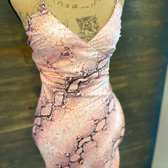 NWT Satin Pink Long Surplice Slip Dress Women's Bohemian Animal Print M & L - Picture 10 of 15